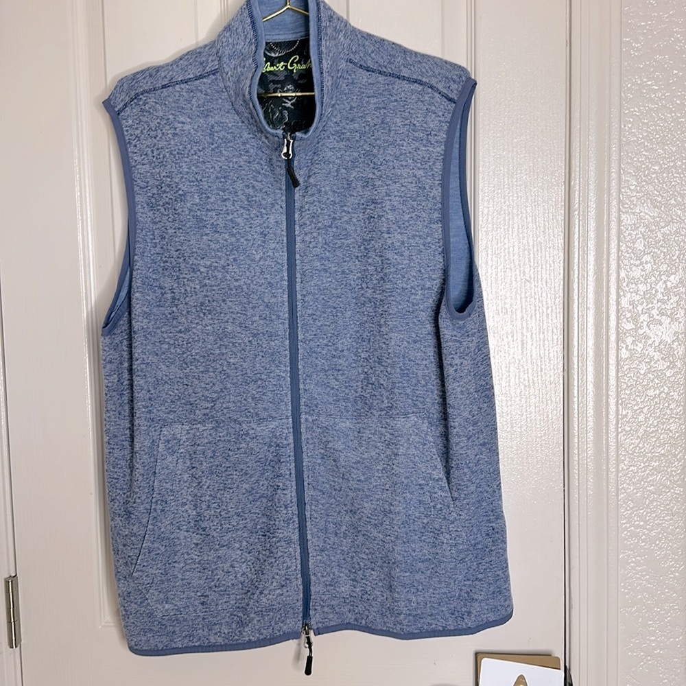 Robert Graham Klose Vest blue Full Zip Soft fleece Sweater Mens size XL
